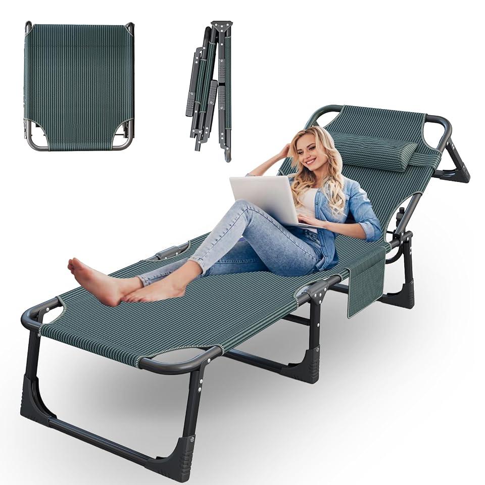 BSISHL Folding Camping Cot for Adults,Adjustable Sleeping Cot with Mattress | Extra Wide Heavy Duty Camping Cot, 500 lbs, Quick-Folding，Thick padded Mattress with Pillow, Outdoor&Indoor