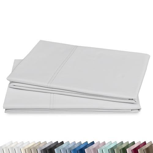 California Design Den Premium Pillow Covers Queen Size Set of 2-600 Thread Count Sateen, Natural 100% Cotton Standard/Queen Pillowcases, Crisp, Durable Bedding - Light Silver
