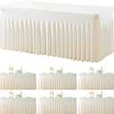 6 Pack Spandex Ivory Fitted Table Cloth for 6ft Rectangle Tables Ivory Stretch Tablecloth Table Covers Banquet Table Clothes Wrinkle Free Table Skirt for Parties Wedding