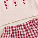 Toddler Boy Valentines Day Outfit Truck Heart Print Sweatshirt Plaid Pants Set Baby Girl Boy Love Clothes (12-18 Months, Red Xmas Santa)