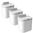 Naisu 3 Pack 1.12 Gallon Kitchen Garbage Bin for Counter Top or Under Sink, Stick on the WallHanging Small Trash Can with lid for Cupboard/Bathroom/Bedroom/Office(White)
