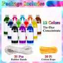 Tie Dye Kit Includes 12 Blank Socks, 12 Colors Concentrates Pre-Filled Bottles, 20 ft Cotton Strings and 20 Rubber Bands for Tie Dye Party Groups DIY Supplies, Christmas Birthday Party Gift