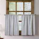 Faux Linen Kitchen Curtains 24 Inch Length Cafe Curtain Tiers for Living Room Basement Bathroom Windows Country Rustic Small Short Curtains, Set of 2, Grey