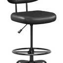 Misolant Drafting Chair Without Arms, Tall Office Chair with Footrest Ring for Standing Desk, Small Faux Leather Executive Office Chair with Adjustable Height for Bar Lab Counter Height Desk, Black