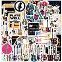 Love Guitar Stickers Fender Electric Guitar Stickers 50 Pcs Water Bottle Waterproof Cool Aesthetic Vinyl Laptop Luggage Skateboard Computer Stickers for Teens Boys Adult(Guitar)