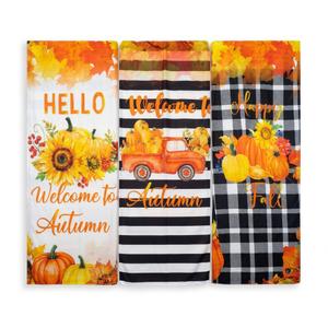 Fall Chair Covers Set of Thanksgiving Dining Protector Stretch Removable Washable Autumn Pumpkin Sunflower Maple Leaves Slipcovers for Dining Hotel Party Wedding, 6 Pieces