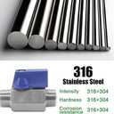 Stainless Steel Ball Valve 1" NPT Male x 1" NPT Male Shut Off Valve for Water Fuel Air