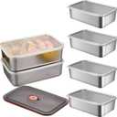 Ceiteo 6Pcs Stainless Steel Food Storage Containers with Lids, Outdoor lunch box Stainless Steel Bowl with Airtight Lids for Picnic Travel, Reusable & Stackable