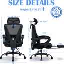 Ergonomic Office Chair with Footrest - Adjustable Lumbar Support & 3D Headrest, 90-160° Reclining Mesh High-Back Rolling Work Swivel Computer Chair-400lbs Capacity