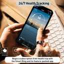 Smart Health Rings for Women Men, Fitness Tracker with Heart Rate, Blood Oxygen, HRV, Sleep Tracker, Step Tracker, No Subscription Fee, IP68 Waterproof Smart Ring for iphone & Android(Black, 12)