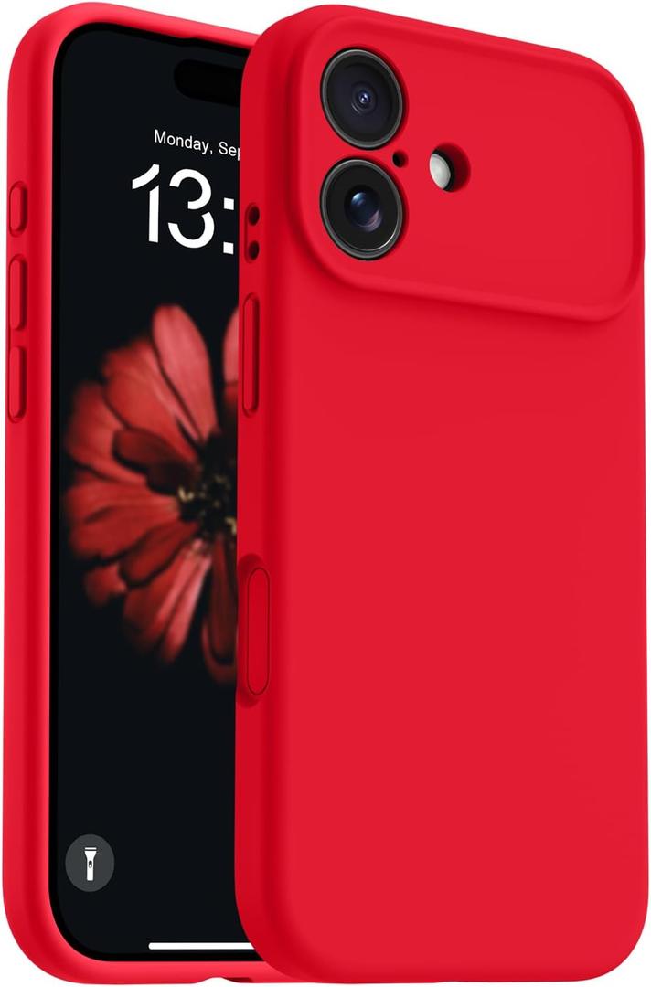 OTOFLY Magnetic for iPhone 17 Case,Compatible with Magsafe,Classic Liquid Silicone Mobile Phone Case,Integrated Camera Control Button,Anti-Scratch Microfiber Lining, Red