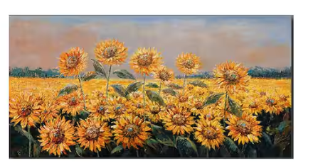 Rustic Sunflower Canvas Picture Kitchen Wall Art, Black and White Flower Prints Poster Artwork for Office Decoration Farmhouse Yellow Sunflower Painting for Living Room Bedroom Home Wall Decor 58in x 29in