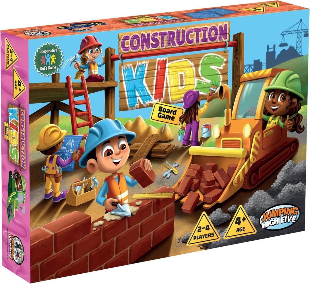 JH5 Construction Kids Board Game for Kids Ages 4 and Up, Fun and Cooperative Building Game for 2-4 Players, Easy to Learn, Perfect for Family Time