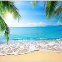 8x6ft Fabric Summer Hawaii Beach Photography Backdrop Tropical Seaside Palm Trees Background Luau Aloha Baby Shower Party Decoration Banner Photo Booth