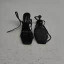 Women's Strappy High Heels Sandals Square Open Toe Ankle Strap Slingback Thong Stilettos Shoes for Wedding 5.5