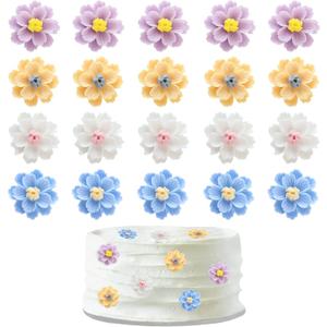 20 Pack Flower Cupcake Toppers Bridal Engagement Baby Shower Birthday Party Cupcake Picks Anniversary Party Decorations Supplies (Flower 1)