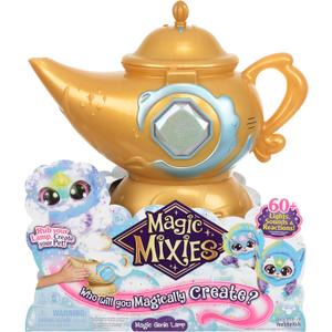 Magic Mixies Magic Genie Lamp with Interactive 8" Blue Plush Toy and 60+ Sounds & Reactions. Unlock a Magic Ring and Reveal a Blue Genie from The Real Misting Lamp. Gifts for Kids, Ages 5+