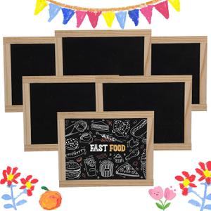 Harloon 6 Pcs 10.5" x 8.5" Framed Chalkboard Bulk Double Sided Wood Tabletop Small Chalkboard Signs Mini Blackboard Classroom School Supplies for Party Home Office Art Craft Birthday Wall Menu Food