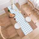 Dusty Blue Gingham Table Runner Light Blue Checkered Boy Girl Baby Shower Birthday Party Decoration Home Dining Kitchen Island Decor (13" x 120")