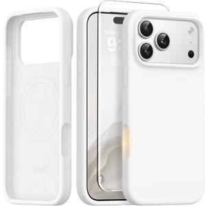 GONEZ Magnetic for iPhone 17 Pro Max Case, [Compatible with MagSafe] Anti-Scratch Microfiber Lining & Screen Protector, Silicone Camera Control, Shockproof Slim Phone Cover 6.9 inch, White