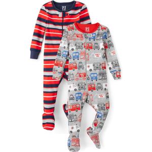 The Children's Place Baby Girls' And Toddler Snug Fit 100% Cotton Zip-front One Piece Footed Pajamas 2-pack 18-24 Months