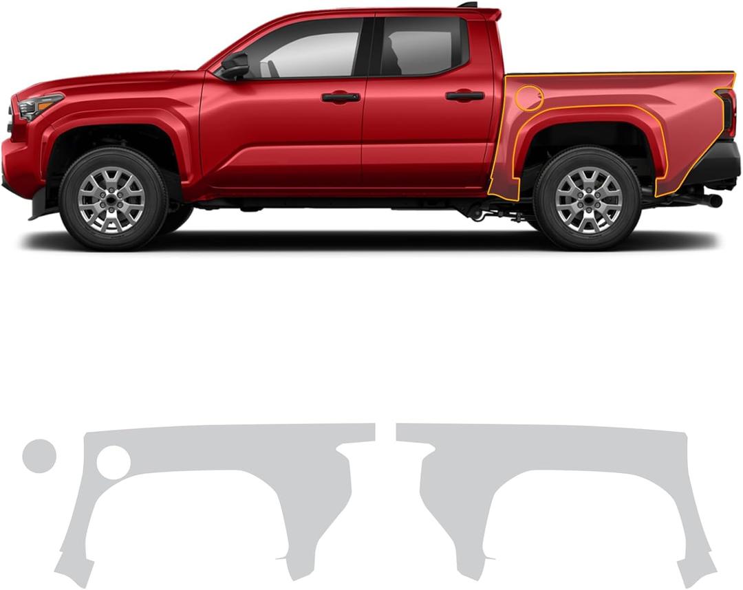 for 2024 Toyota Tacoma 8.5 Mil TPU PPF Clear Car Precut Paint Protective Film HD Scratch Exterior Accessories (Rear Side 3Pcs)