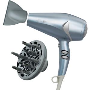 Infiniti PRO CONAIR Hair Dryer with Diffuser and Concentrator, 1875W Style & Shine Blow Dryer with Tourmaline and Ionic Conditioning to Fight Frizz, 3 Heat & 2 Speed Settings, Blue