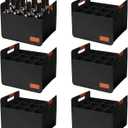 Windyun 12 Pcs 12 Bottle Wine Bottle Boxes for Moving Wine Carrier Tote with Reinforced Cardboard Set 14.5''x12.6''x10.63'' Reusable Felt Tote Bag with Handles Collapsible Ratafia Packing (Black)