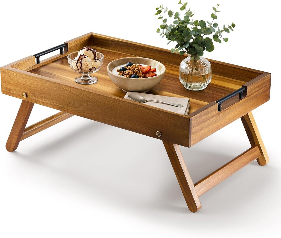 INSAGO Extra Large 22"x14" Folding Breakfast in Bed Tray with Legs, Handles
Bed Trays For Eating With Non-Wobble Legs, No Assembly Required, Raised Edges And Secure Metal Grips For Laptop, Sofa & Meals