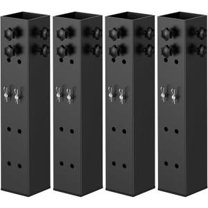 2025 Up Grade 4 Pack Carbon Steel Dorm Bed Riser 3.15" Diameter Metal Bed Riser for Square Wooden Bed Frame, Table Adjustable to 3.2", 5.1", 8.1" or 11.2" Height (for Bed Leg 2.3-3.1")