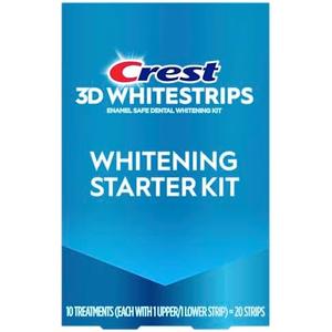 Crest 3D Whitestrips Whitening Starter Kit – Teeth Whitening Kit, 10 Treatments, Each with 1 Upper/1Lower, 6 Strips – Crest 3DWhite Teeth Whitening Strips