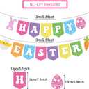 YEIRFYY Easter Decorations Set Happy Easter Banner Colorful Egg Garland Bunny Hanging Swirl Decorations Welcome Porch Banner Spring Paper Fan for Home School Fireplace Ceiling Party Decorations