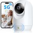 Security Camera Indoor, 5G WiFi Cameras for Home Security, Pet/Baby Camera with Phone App, Plug-in, One-Click Call, Motion Tracking, Patrol, Pan/Tilt, 2-Way Talk, Work w/Alexa and Google Assistant