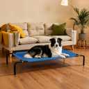 STARLATTA Elevated Cooling Dog Bed for Large Dogs,Waterproof Outdoor Pet Cot with Washable Breathable Mesh,Non-Slip Feet,Comfortable Dry Raised Dog Bed,50.8 x 31 x 8 Inches,Blue
