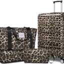 LARVENDER Luggage Sets 3 Piece, Hardside 20 IN Carry on Luggage Airline Approved PC+ABS Suitcase Set with Spinner Wheels TSA Lock, Lightweight Rolling Suitcase for Men and Women, Cheetah Print