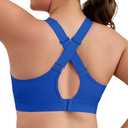 Aoysky Plus Size Sports Bras for Women Padded Strappy Sports Bra Adjustable Criss-Cross Back with Hook Yoga Workout Tops Blue 3XL