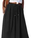 Zeagoo Women's 2026 Boho Floral Skirt Casual Elastic High Waist Maxi Skirts Flowy A Line Beach Long Skirt with Side Pockets, 2XL