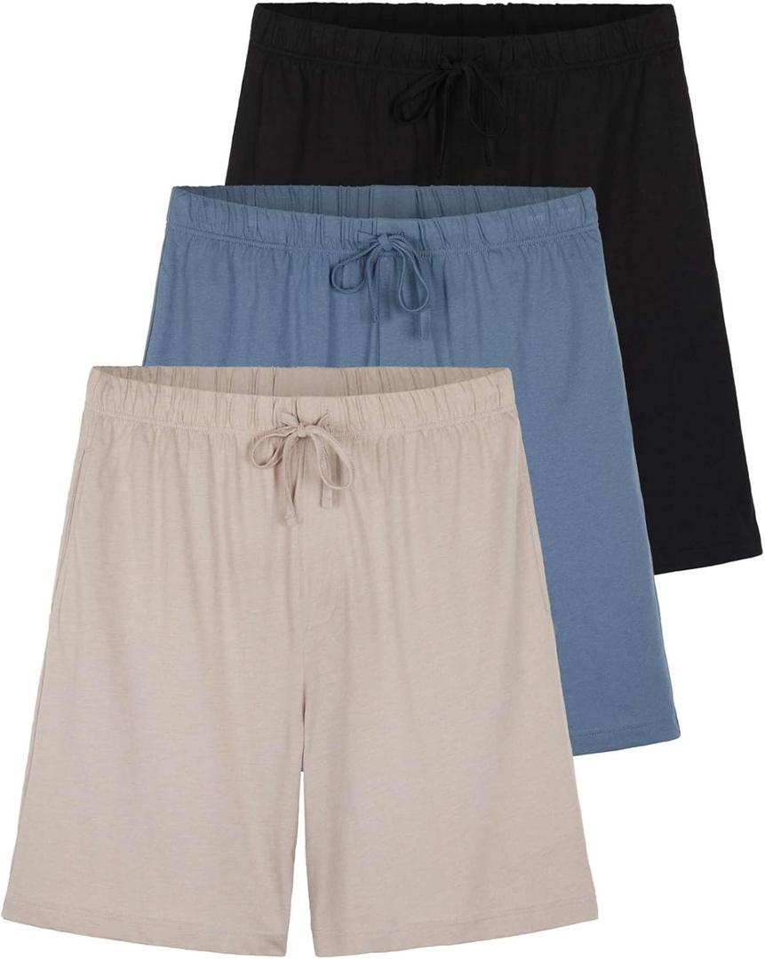 Real Essentials 3 Pack:Mens Cotton Ultra-Soft Knit Sleep Pajama Shorts & Lounge Wear (Available In Big & Tall) (XX-Large)