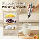 Upgraded Rechargeable Milk Frother Handheld, 3-Speed Electric Frother with 2 Whisks (Frother & Egg Whisk),304 Stainless Steel Drink Mixer for Coffee, Cappuccino, Hot Chocolate, Ideal Christmas Gift (Silver Charging Edition)