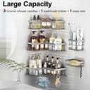 Liuoud Corner Shower Caddy, 5 Pack Adhesive Stainless Steel Organizer, Grey | Shower Shelves with Soap Rack Toothbrush Holder, Large Capacity No Drilling Bathroom Accessory Home Decor Set