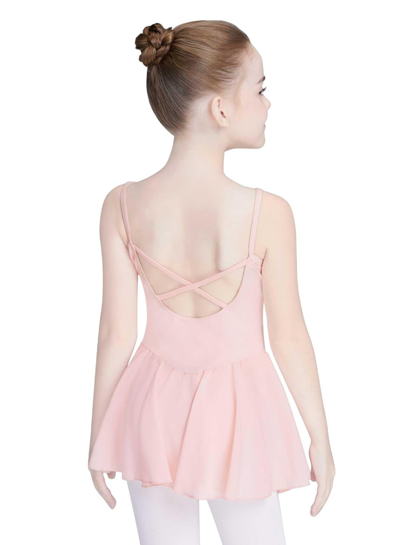Daydance Skirted Leotards Girls Short Sleeve Leotard Dress for Ballet, Dance, Small