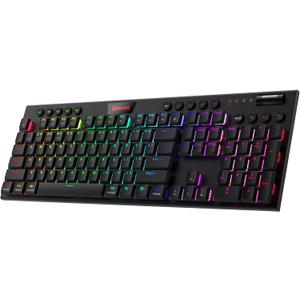 Redragon K618 PRO 3-Mode Wireless RGB Mechanical Keyboard, BT/2.4Ghz/Wired Low Profile Win/Mac Gaming Keyboard w/Ultra-Thin Design, Dedicated Media Control & Linear Red Switch