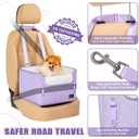 PETSFIT Dog Car Seats for Small Dogs – Patented Safety Buckles – Safety Tether – Foldable Travel Cat Car Seat Reduces Anxiety & Road Trips – Stable Frame, Fits Front/Back Seat (Lavender Purple)