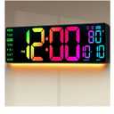 16.5" Large Digital Wall Clock: 11 RGB Color LED Display with Remote Control, Auto DST, Temperature & Date, Big Number Wall Clock for Seniors, Classroom, Office, Gym, Home Decor Black
