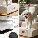 PETNOVO Ultra-Soft Faux Fur Dog Stairs for Couch and Sofa, 2-Step Dog Steps for Small Dogs, Non-Slip Foam Pet Stairs, Washable Cover, 15.7" D x 15.7" W x 11.8" H, Off-White