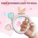 Baby Teething Toy Babies Silicone Ring Teether for 0 6 12 18 Month Infant Pink Circle Babies Teething Relief Soothing Sore Gums Teethers Toddler Chew Toy Food Grade BPA Free Teether Toy for Boys Girls