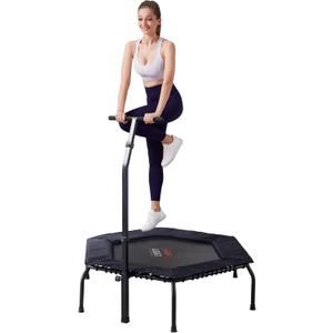 leikefitness Professional Gym Workout 50" Fitness Trampoline Cardio Trainer Exercise Rebounder (Black)