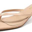 Mindeeryy Thong Sandals Kitten Heels Square Toe Flip Flops Slip On Heels for Women Kitten Heel Sandals Low Heel 2.4 Inch for Casual Nude 7