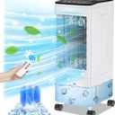 Evaporative Air Cooler, 3-in-1 Portable AC Cooling Fan 3 Modes 3-Speed with Remote, 3 Ice Boxes, No Window Needed Air Conditioners with 6L Tank for 20H Cooling, for Home, Bedroom, Kitchen, Living Room