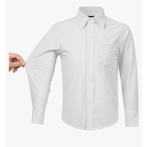 Boys' Stretch Long Sleeve Button Down Toddler Dress Shirt Wrinkle Free Oxford Uniform Shirt with Chest Pocket. 5T